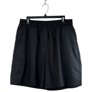 KANCY KOLE Womens Casual Shorts Size XL Elastic Waist Pull on Black Linen Blend